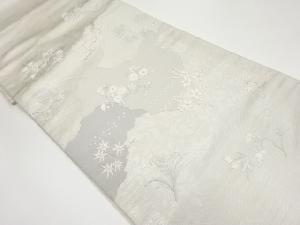 リサイクル　道長取りに草花模様織出し袋帯